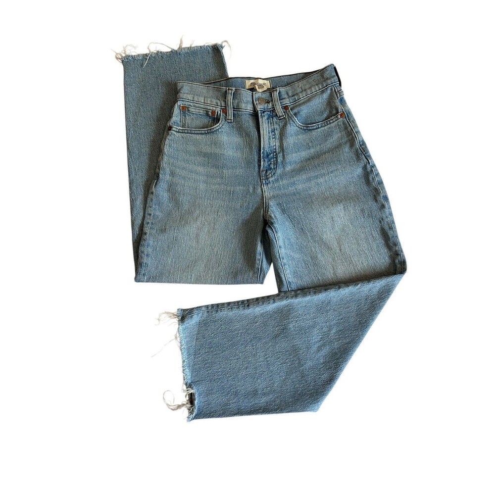 Madewell Perfect Vintage Wide Leg Crop Jeans Size 26 High Rise Raw Hem